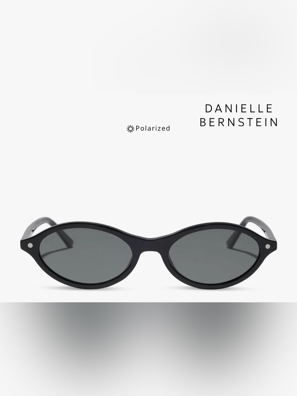 DANIELLE BERNSTEIN Matte Black Oval Polarized Women's Sunglasses